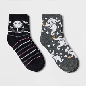 Women's 2pk Nightmare Before Christmas Cozy Crew Socks, Black/Charcoal Gray 4-10